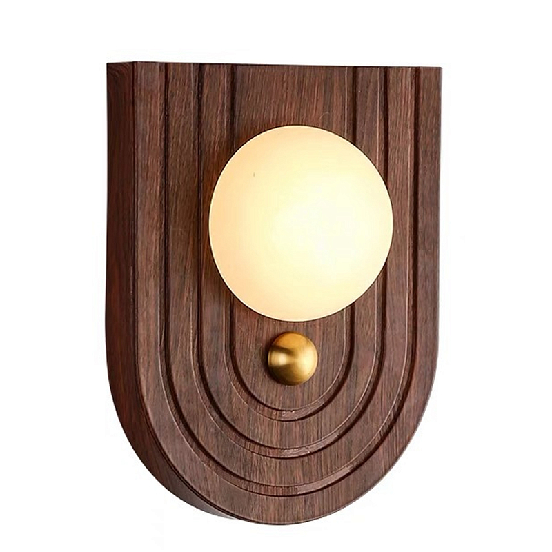 Настенный светильник с деревянным резным основанием Wood Wall Lamp Коричневый в Липецке | Loft Concept 