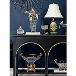 Ваза из прозрачного стекла с бронзовыми ножками и фигурками попугаев Eden Garden porcelain and bronze варинант исполнения - 5 | Loft Concept в Липецке