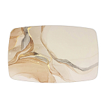 Обеденный стол с прямоугольной бежевой столешницей из стекла на 4-х деревянных ножках Beige Marble варинант исполнения - 2 | Loft Concept в Липецке