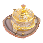 Икорница с декором "Осетр" с гравировкой на подставке из натурального камня Агат Decorative Cavair Dishes варинант исполнения - 2 | Loft Concept в Липецке