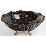 Блюдо черного цвета из фрафора на бронзовых ножках Eden Garden porcelain and bronze варинант исполнения - 1 | Loft Concept в Липецке