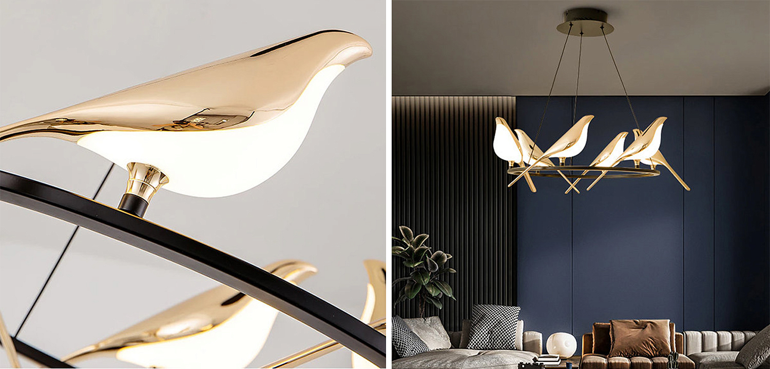 Люстра с золотыми птичками круглая NOMI Chandelier Six birds Round Люстра с золотыми птичками круглая NOMI Chandelier Six birds Round - Loft-Concept в Липецке
