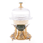 Икорница с декором "Три рыбки" с гравировкой и натуральным камнем Нефрит Decorative Cavair Dishes варинант исполнения - 7 | Loft Concept в Липецке