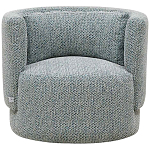 Дизайнерское мягкое кресло с круглой мягкой спинкой в голубой пестрой обивке Roux Round Armchair варинант исполнения - 3 | Loft Concept в Липецке
