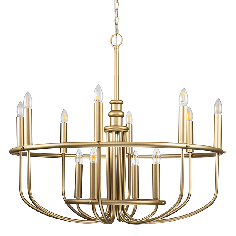  Люстра круглая двухъярусная цвета латунь с 12-ю лампами Kichler Латунь в Липецке | Loft Concept 