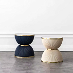 Дизайнерский журнальный стол фактурный с круглой белой столешницей Luler варинант исполнения - 2 | Loft Concept в Липецке