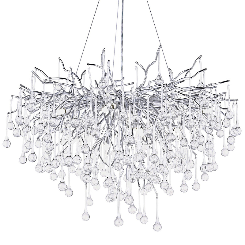 Люстра с хрустальными подвесками капли серебро Droplet Silver Chandelier 15 Серебряный Прозрачное Стекло Люстра с хрустальными подвесками капли серебро Droplet Silver Chandelier 15 Серебряный Прозрачное Стекло в Липецке | Loft Concept
