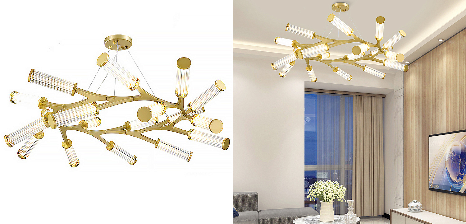 Люстра Cylinder Branches Chandelier Ring Gold Люстра Cylinder Branches Chandelier Ring Gold - Loft-Concept в Липецке
