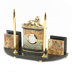 Настольный письменный набор из камня офиокальцит и бронзы с декором в виде льва Successful Leader варинант исполнения - 2 | Loft Concept в Липецке