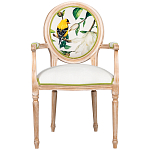 Стул с подлокотниками золотистый из бука с изображением птиц и цветов Blooming Birds 2 варинант исполнения - 1 | Loft Concept в Липецке