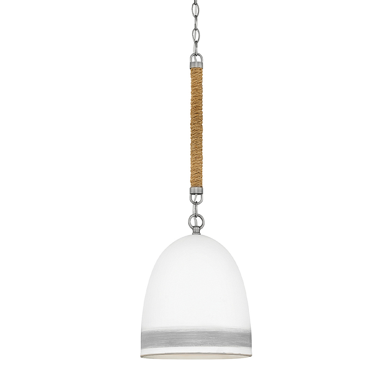 Подвесной светильник белый колоколообразный с декоративной обмоткой из веревки Hinkley Никель Белый Бежевый в Липецке | Loft Concept 