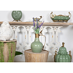 Кувшин зеленого цвета из фарфора с бронзовой крышкой и изогнутой ручкой Eden Garden porcelain and bronze варинант исполнения - 4 | Loft Concept в Липецке