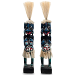Комплект из 2-х деревянных статуэток Asmat Straw Headdress Statuettes Blue Red варинант исполнения - 1 | Loft Concept в Липецке