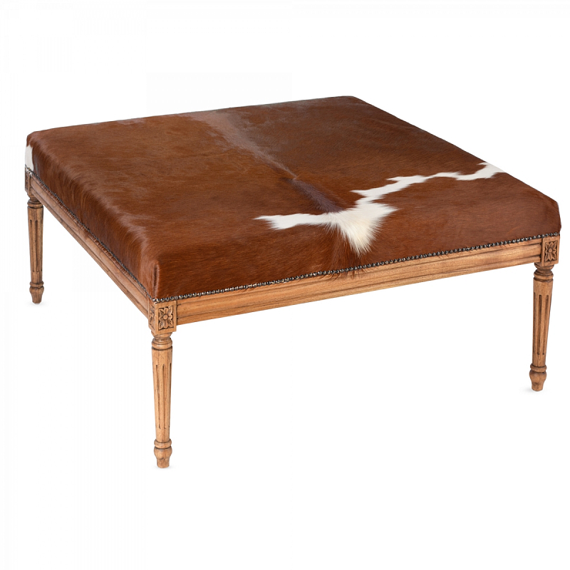 Пуф коричневая натуральная шкура Louie Cowhide Ottoman Коричневый Золотой дуб Пуф коричневая натуральная шкура Louie Cowhide Ottoman Коричневый Золотой дуб в Липецке | Loft Concept