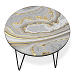 Стол журнальный c круглой столешницей из стекла серого цвета Gray and Gold Marble варинант исполнения - 2 | Loft Concept в Липецке