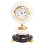 Часы настольные бронзовые из натуральных камней Мрамор и Змеевик Stone Clock варинант исполнения - 1 | Loft Concept в Липецке