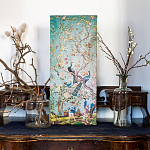 Постер на холсте в стиле шинуазри с изображением сада Chinoiserie Imperial Garden Peacocks on a Tree варинант исполнения - 3 | Loft Concept в Липецке