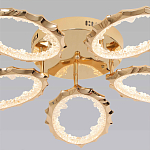 Потолочная люстра с 5-ю светодиодными лампами с золотистым каркасом Ring of Fire варинант исполнения - 2 | Loft Concept в Липецке