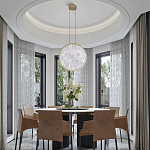 Светодиодный подвесной светильник круглой формы с металлической рамой золотого цвета Marble Glow 47 варинант исполнения - 6 | Loft Concept в Липецке