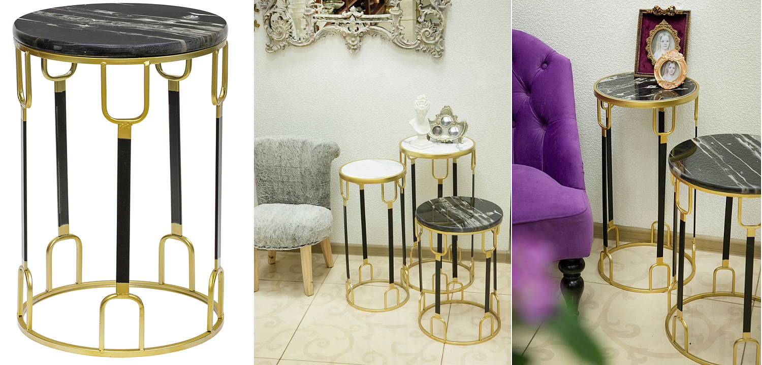 Приставной стол Dorius Side Table black marble high Приставной стол Dorius Side Table black marble high - Loft-Concept в Липецке