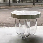 Дизайнерский журнальный стол на 3-х овальных прозрачных ножках Tukutic варинант исполнения - 2 | Loft Concept в Липецке