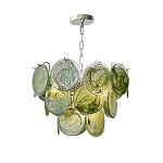 Люстра из зеленых стеклянных дисков с перламутровым эффектом Green Glowing Glaze варинант исполнения - 7 | Loft Concept в Липецке