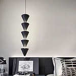 Подвесной светильник светодиодный в виде ряда черных металлических конусов  Herringbone варинант исполнения - 5 | Loft Concept в Липецке