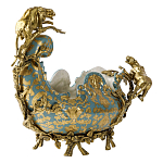 Чаша голубого цвета с оранментом и и бронзовыми фигурами леопардов Eden Garden варинант исполнения - 2 | Loft Concept в Липецке