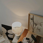 Настольная лампа с принтом на белом тканевом абажуре Roof Garden Lamp варинант исполнения - 7 | Loft Concept в Липецке