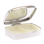 Таблетница карманная прямоугольная на 2 отделения с зеркалом и накладкой из натурального камня Лазурит Silver Stone Pillboxes варинант исполнения - 3 | Loft Concept в Липецке