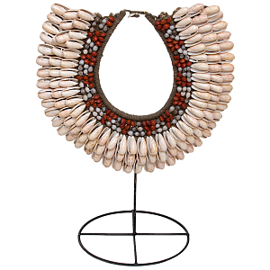 Этническое ожерелье из ракушек и бус Aboriginal Ethnic Necklace Beige Red