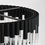 Люстра круглая из матового черного металла с подвесками из прозрачных стеклянных трубок Noir Tubes варинант исполнения - 9 | Loft Concept в Липецке