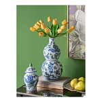 Ваза фигурная с сине-зелеными узорами распустившихся цветов Blossoming Spring варинант исполнения - 4 | Loft Concept в Липецке