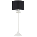 Настольная лампа с декором в виде белого цветка магнолии на каркасе и черным абажуром White Magnolia варинант исполнения - 3 | Loft Concept в Липецке