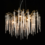 Люстра золотого цвета с декоративными ветками и длинными прозрачными стеклянными подвесами в форме сосулек Droplet Chandelier варинант исполнения - 3 | Loft Concept в Липецке