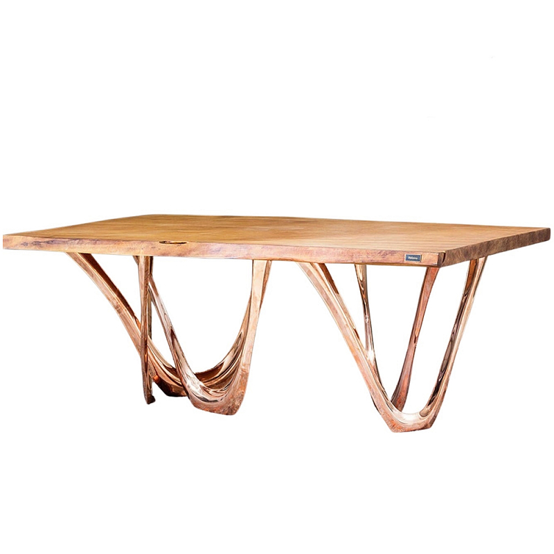Обеденный стол прямоугольный с фигурными ножками G-table Золотой Обеденный стол прямоугольный с фигурными ножками G-table Золотой в Липецке | Loft Concept