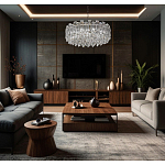 Круглая люстра с хрустальными подвесками на серебряном каркасе Gorgeous Crystal Light варинант исполнения - 12 | Loft Concept в Липецке