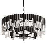 Люстра круглая из матового черного металла с подвесками из прозрачных стеклянных трубок Noir Tubes варинант исполнения - 1 | Loft Concept в Липецке