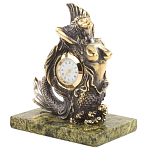Часы настольные бронзовые в виде русалочки из натурального камня Змеевик Mermaid Stone Clock варинант исполнения - 2 | Loft Concept в Липецке