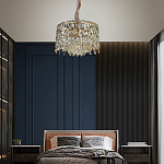 Люстра круглая с хрустальными подвесками на золотистом каркасе Roul Crystal Light варинант исполнения - 13 | Loft Concept в Липецке