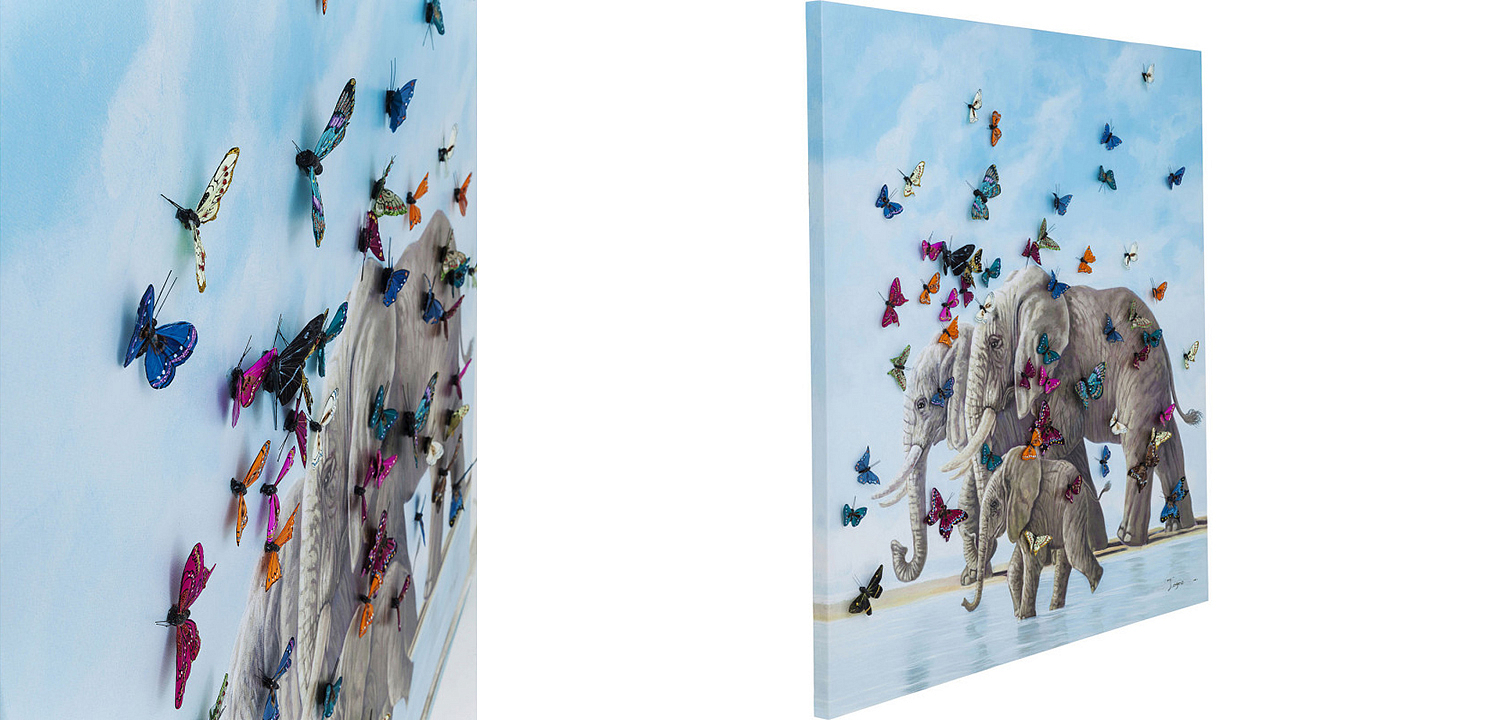 Картина Elephants with Butterflies painting Картина Elephants with Butterflies painting - Loft-Concept в Липецке