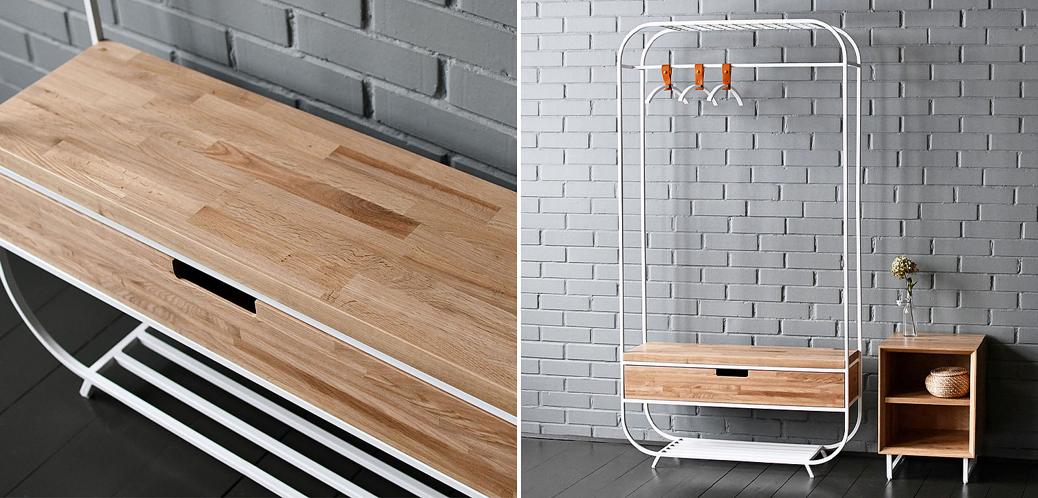 Рейл с выдвижным ящиком Ewing White Industrial Metal Rust Clothes Rail Рейл с выдвижным ящиком Ewing White Industrial Metal Rust Clothes Rail - Loft-Concept в Липецке