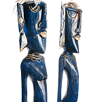 Комплект из 2-х деревянных статуэток Asmat Tall Statuettes Blue Green варинант исполнения - 3 | Loft Concept в Липецке