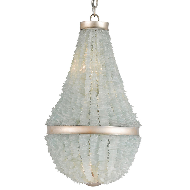 Люстра с каскадом из стеклянных декоративных элементов Shining Sea Glass Серебряный Люстра с каскадом из стеклянных декоративных элементов Shining Sea Glass Серебряный в Липецке | Loft Concept