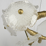 Люстра подвесная круглая с ветвистыми бронзовыми элементами и стеклянными рифлеными дисками Textured Glass Chandelier варинант исполнения - 4 | Loft Concept в Липецке