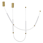 Подвесной светильник с 3-мя изогнутыми плафонами и белыми декоративными шариками PEARLS Suspension варинант исполнения - 2 | Loft Concept в Липецке