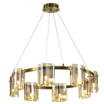 Люстра светодиодная с 8-ю цилиндрическими плафонами янтарного цвета из стекла и стали Andrea Сhandelier Amber варинант исполнения - 1 | Loft Concept в Липецке