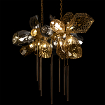 Люстра подвесная с 18-ю стеклянными плафонами с вертикальными подвесками Gilded Mirage  варинант исполнения - 8 | Loft Concept в Липецке