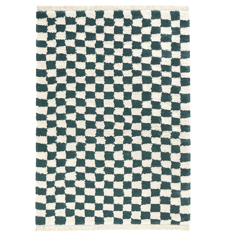 Ковер с шахматным принтом Chess Layout с эффектом шерсти Коньяк Зеленый Черный Ковер с шахматным принтом Chess Layout с эффектом шерсти Коньяк Зеленый Черный в Липецке | Loft Concept