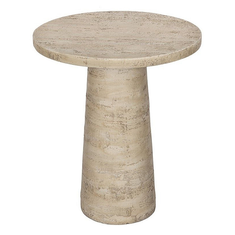 Столик приставной с круглой столешницей Textured Cream Table Кремовый в Липецке | Loft Concept 
